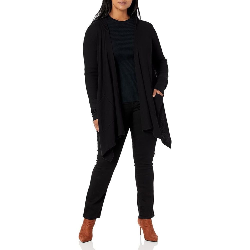 Splendid black thermal drape hooded cardigan top size XS